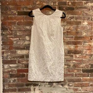 L.K. Bennett silver textured metallic crepe dress